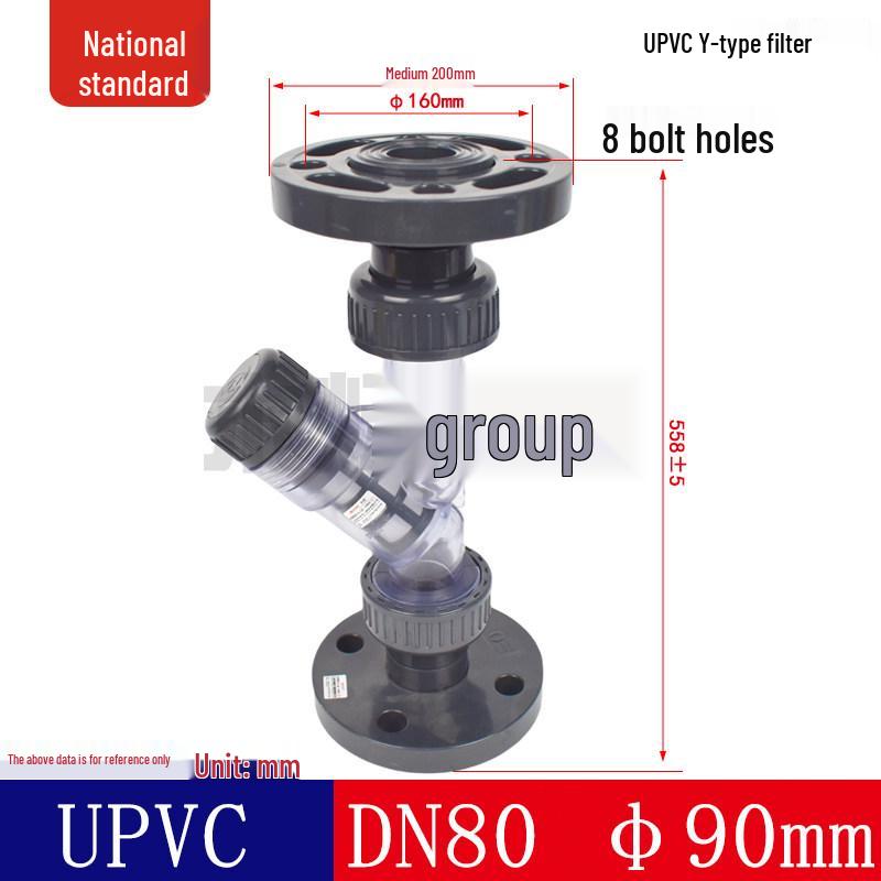 Corrosion-Resistant Transparent UPVC Y-Type Flange Filter for Chemical Industry
