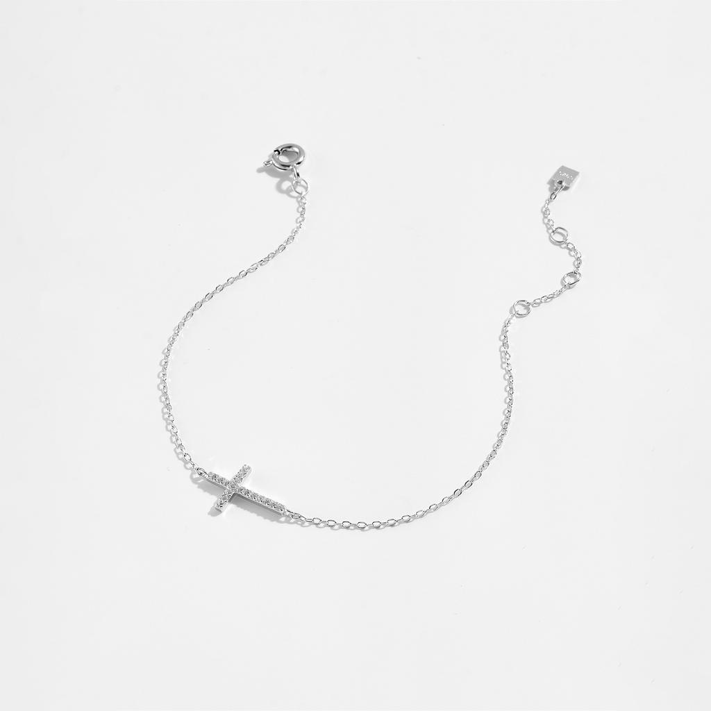 ANDYWEN 925 Silver Cross Pendant CZ Zircon Bracelet Chain Classical New Luxury Fine Gift Jewelry for Women