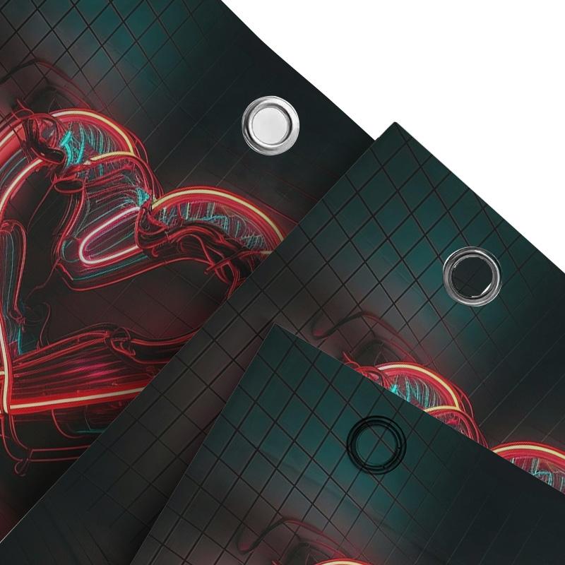 3D Neon Heart Shower Curtain | Modern and Stylish Bathroom Decor