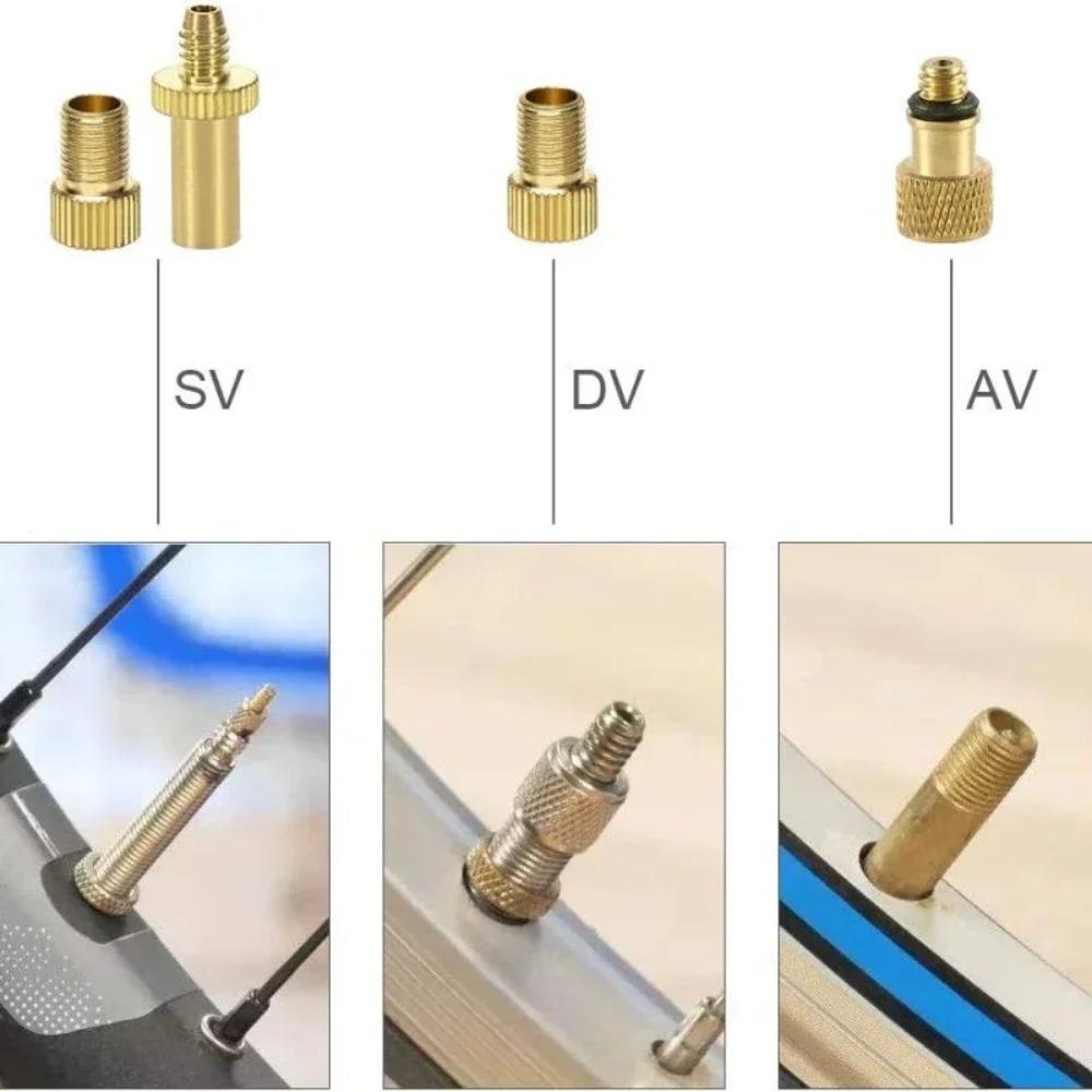 21 Pcs Copper Bicycle Valve Adapter Set SV/AV/DV Pump Adapters Air Hose Adapter for Road Bike Inflator Pump Accessory Kit