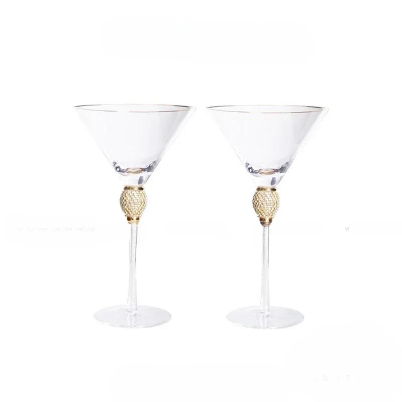 Crystal Wine Glass Extreme Luxury Wedding Party Glassware Drink Red Wine Goblet With Gold Rim Diamond Cocktail ChampagneCup