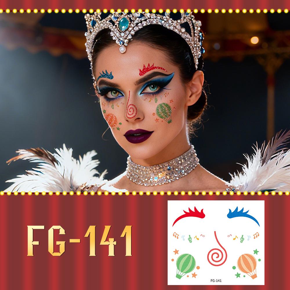 Ruikalong Sequin Circus Clown Waterproof Tattoo Stickers for Kids - Fashionable Festival Makeup 105x120mm
