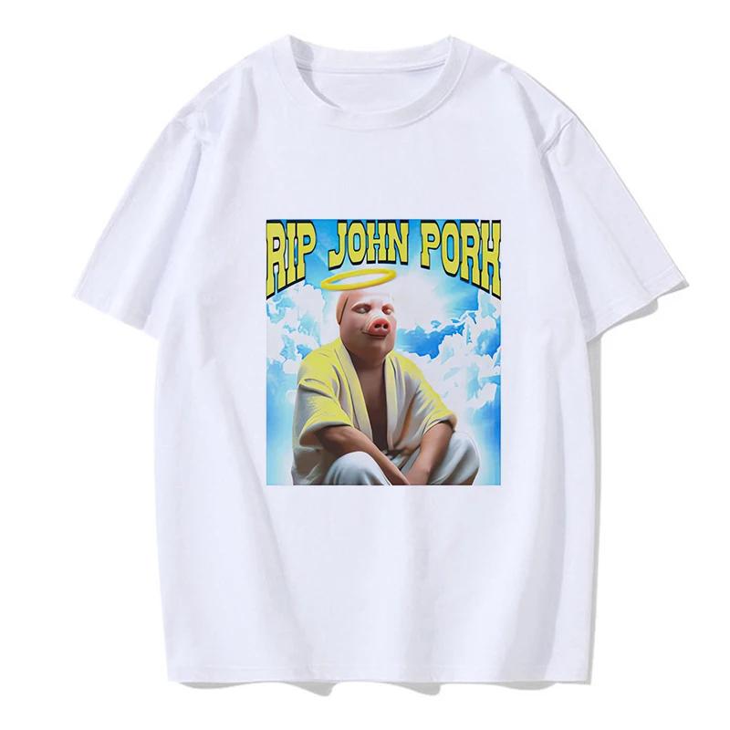 Women Funny Pig Tops Tshirt John Pork Is Calling Answer Call Phone Y2k Tee Shirt Gothic Hip Hop T-shirt Streetwear Clothes