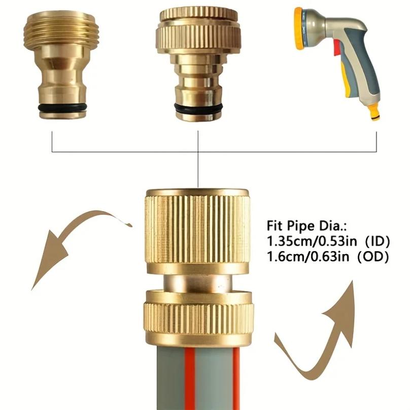 2/6pcs EU Standard Aluminum Hose Connector Set - 1/2'' & 3/4'' Tap Fitting + 1/2''(13-16mm) Quick Connect for Garden Pipes