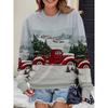 Women's long sleeved round neck casual hoodie, 3D Christmas element Santa Claus printed pullover, women's holiday party costume