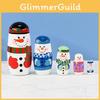 Matryoshka Wooden Snowman Doll Set Cartoon Home Decoration Christmas Toy Gifts