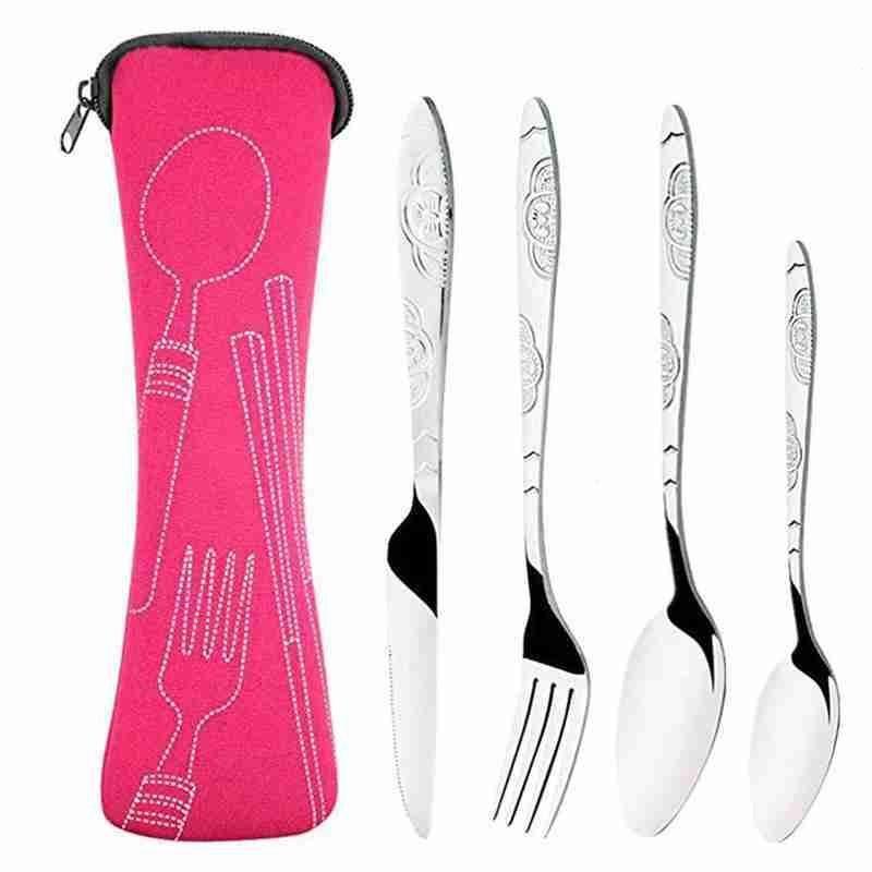 Portable Tableware Bag Spoon Fork Knife Cutlery Storage Bag Camping Utensils for Dinner Household Tool Travel Camping Spoon