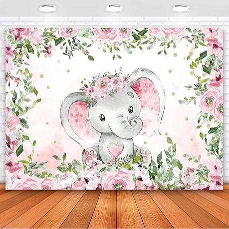 Baby Blue Elephant Birthday Party Photography Background Baby Bath Boy Banner
