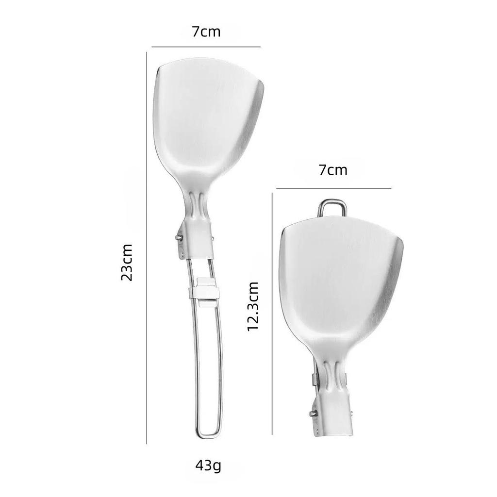 Portable 304 Stainless Steel Folding Spatula and Slotted Spoon Set for Outdoor Cooking and Camping