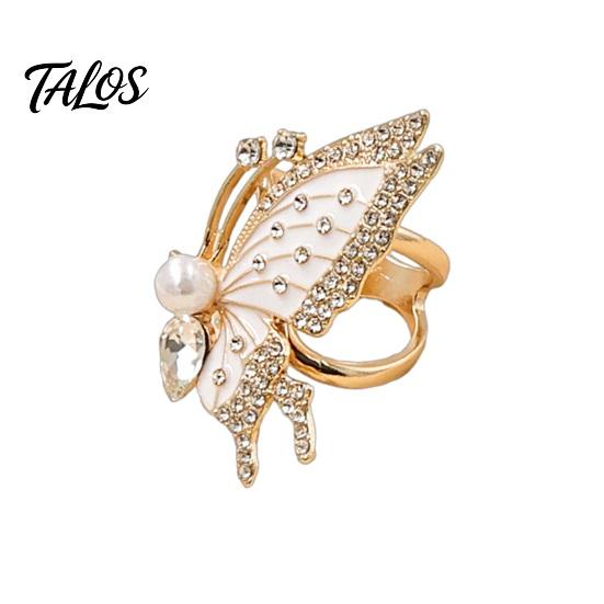 Lightweight Scarf Ring Rhinestone Butterfly Ring, Elegant Slide Sparkling Holder for Women Silk Scarves Shawls Shirts Neckerchiefs Non-slip