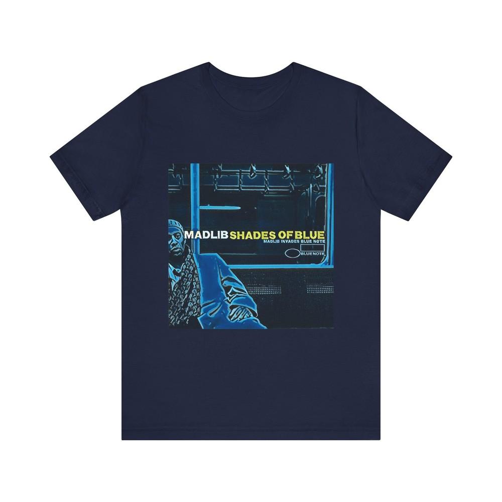 

Shades Of Blue Madlib Art Short Sleeve Tee Shirt Graphic Print Crewneck Gift NEW 4XL
