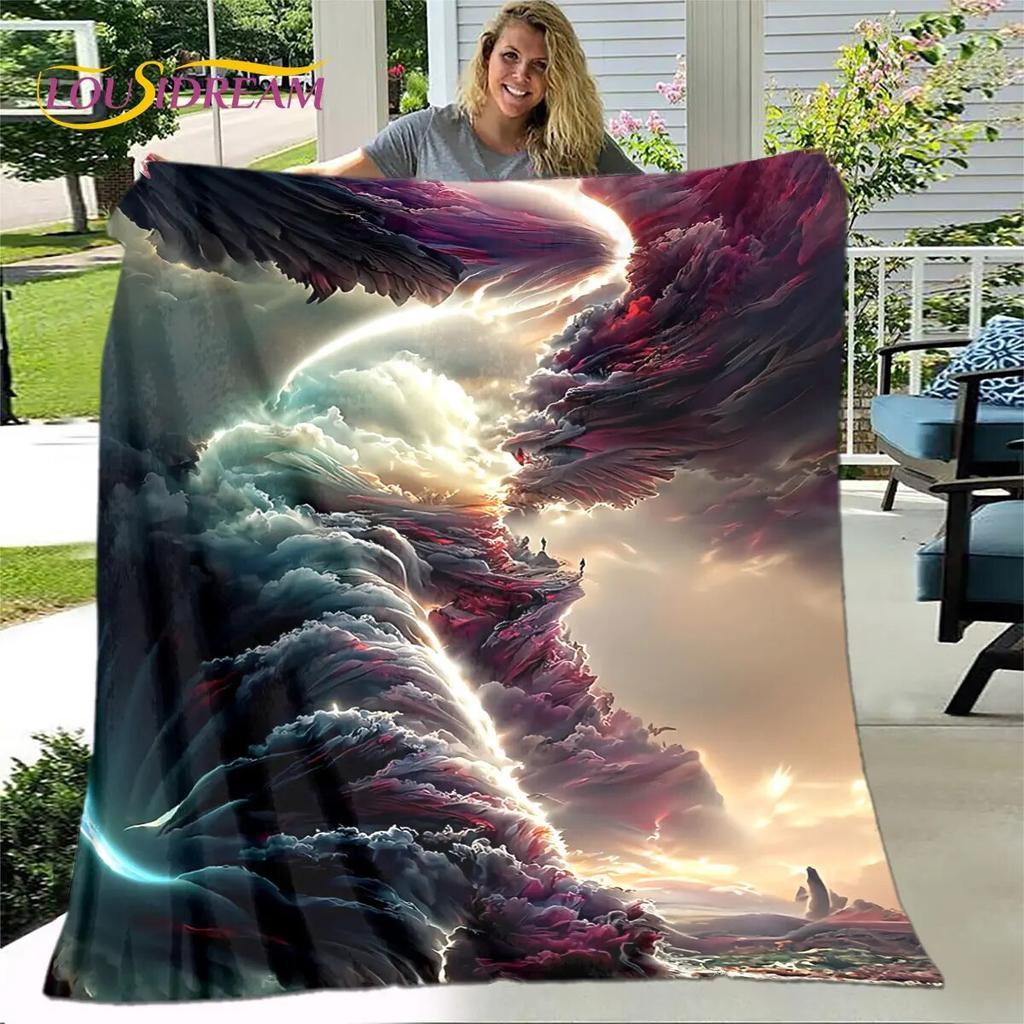 3D Natural ,Tornado, Cloud Blanket,Flannel Blanket Throw Blanket,Warm Blanket for Home Living Room Bedroom Beds Sofa Picnic Kid