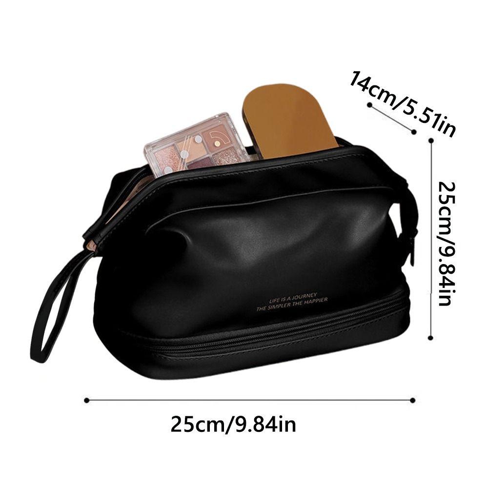 Korean Nylon PU Cosmetics Organizer Handbag Waterproof Portable Mens Toiletry Bag Black Beauty Wash Pouch Women Man