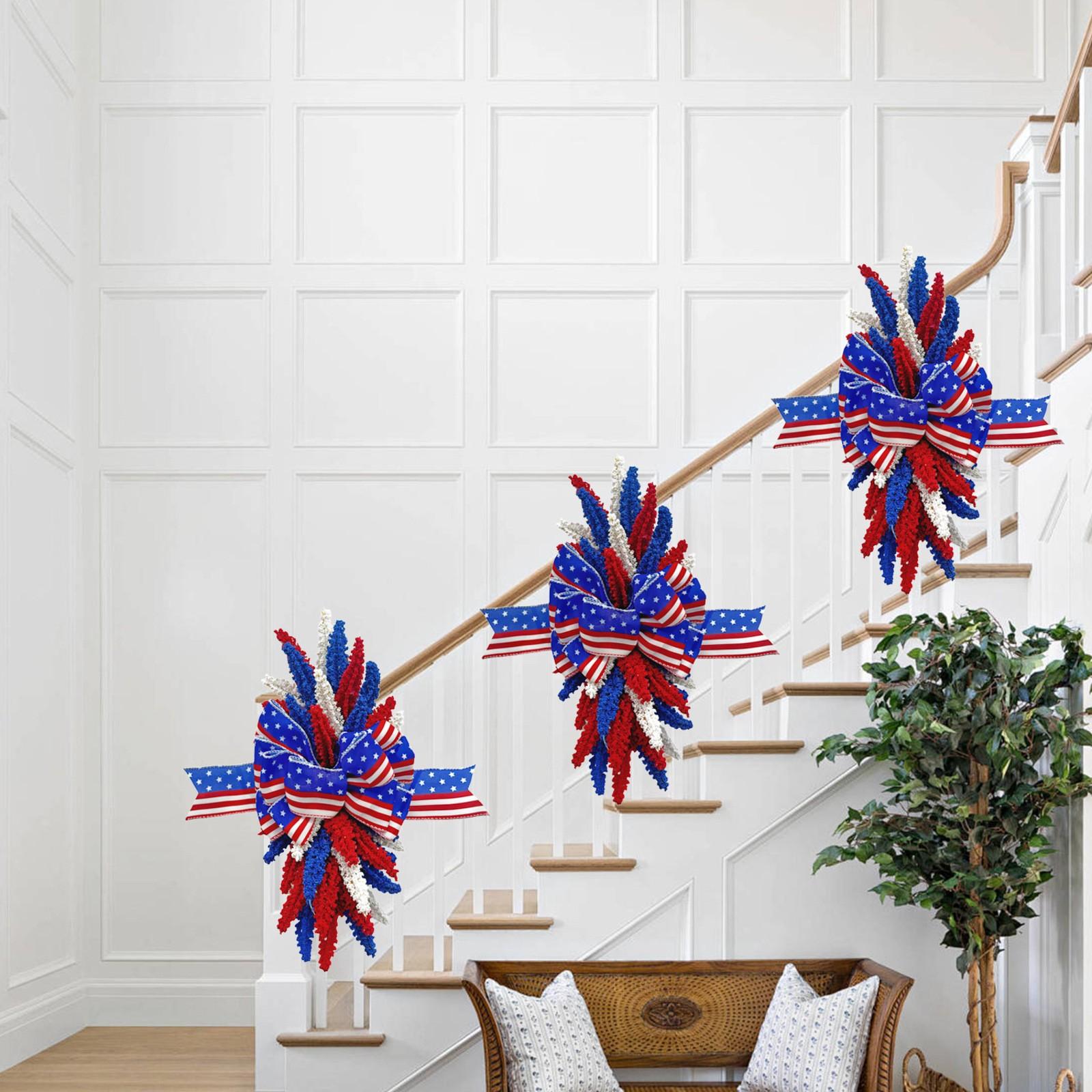 

Independence Day Hanging Rattan New Home Furnishing Red, And Blue Ear Upside-Down Decorative Door Hanging Rattan One Size