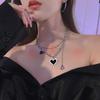 Autumn mosaic black love necklace female ns hip-hop niche design simple and versatile letter pendant collarbone chain