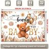 2D Gold Brown Bear Baby Shower Backdrop We Can Bearly Wait Banner