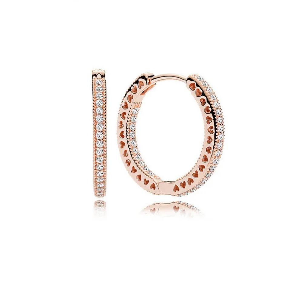 Nya 925 Silverpläterade Hjärta Zirkon Fjäril Hänge Örhängen Original DIY Dam Smycken Hängande Tillbehör Berlock Pärla Amulett