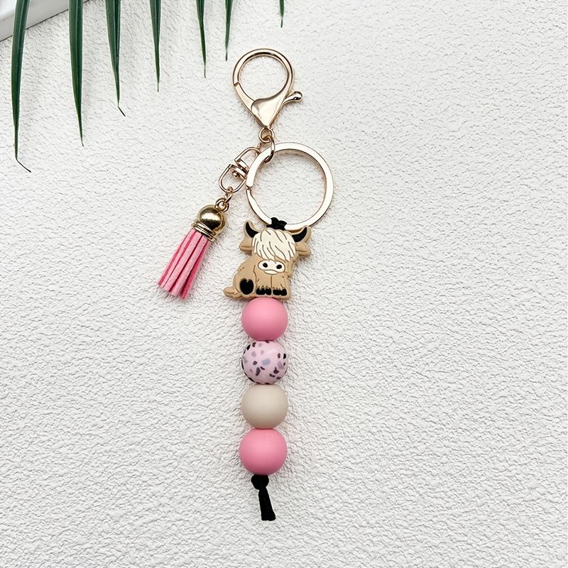 Highland Cow Silicone Pendant Keychain - Popular Animal Bag Charm Ornament