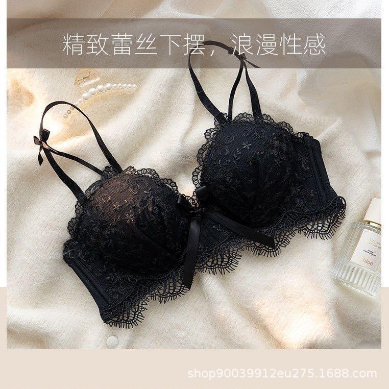 Underwear women's summer thin new thin chest small gathering bra women's summer underwear set sexy bra