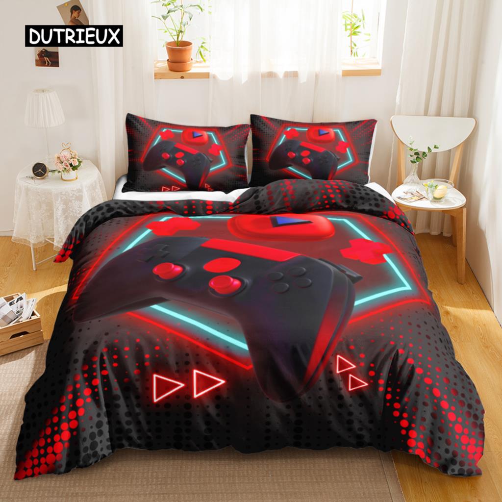 

Игры Комплект пододеяльника Градиентный Игровой Чехол для одеяла для Детей Подростков Геймпад Покрывало Чехол Неоновые Игры Полиэстер Чехол для квилтового одеяла EU single(135x200cm)