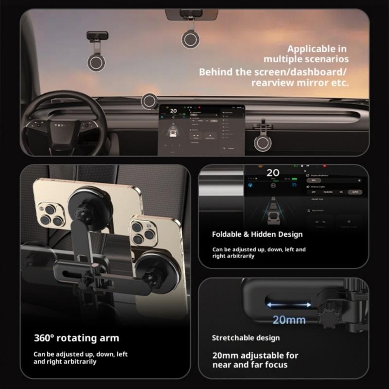Foldable Magnetic Car Phone Holder Suction Cup Mount Stand for Phone 17 16 Mount Holder for Windshield and Dashboard