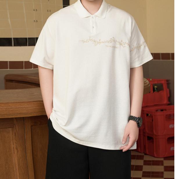 Plus Size Embroidery Moisture Wicking Soft High Quality Breathable Men's Loose Polo Shirt--Wrinkle Resistant Casual Athletic Short Sleeve Neck Shirt