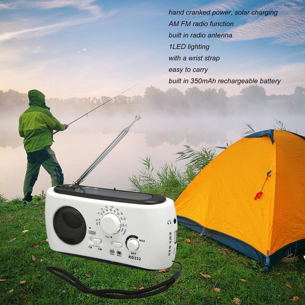 Solar Hand Crank Radio Multifunction Rechargeable Emergency Radio with Flashlight Function for Outdoor Camping Hiking