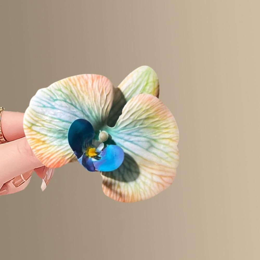 Sweet Orchid Flower Hairpin Rhinestone Women Side Clip Headdress Butterfly Orchid Hair Clip  Beach