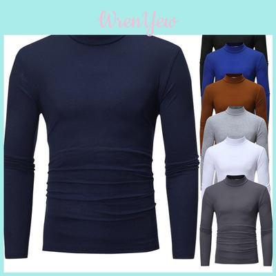 Men's Warm High Neck Solid Color Pullover Jumper Sweater For A Stylish Look