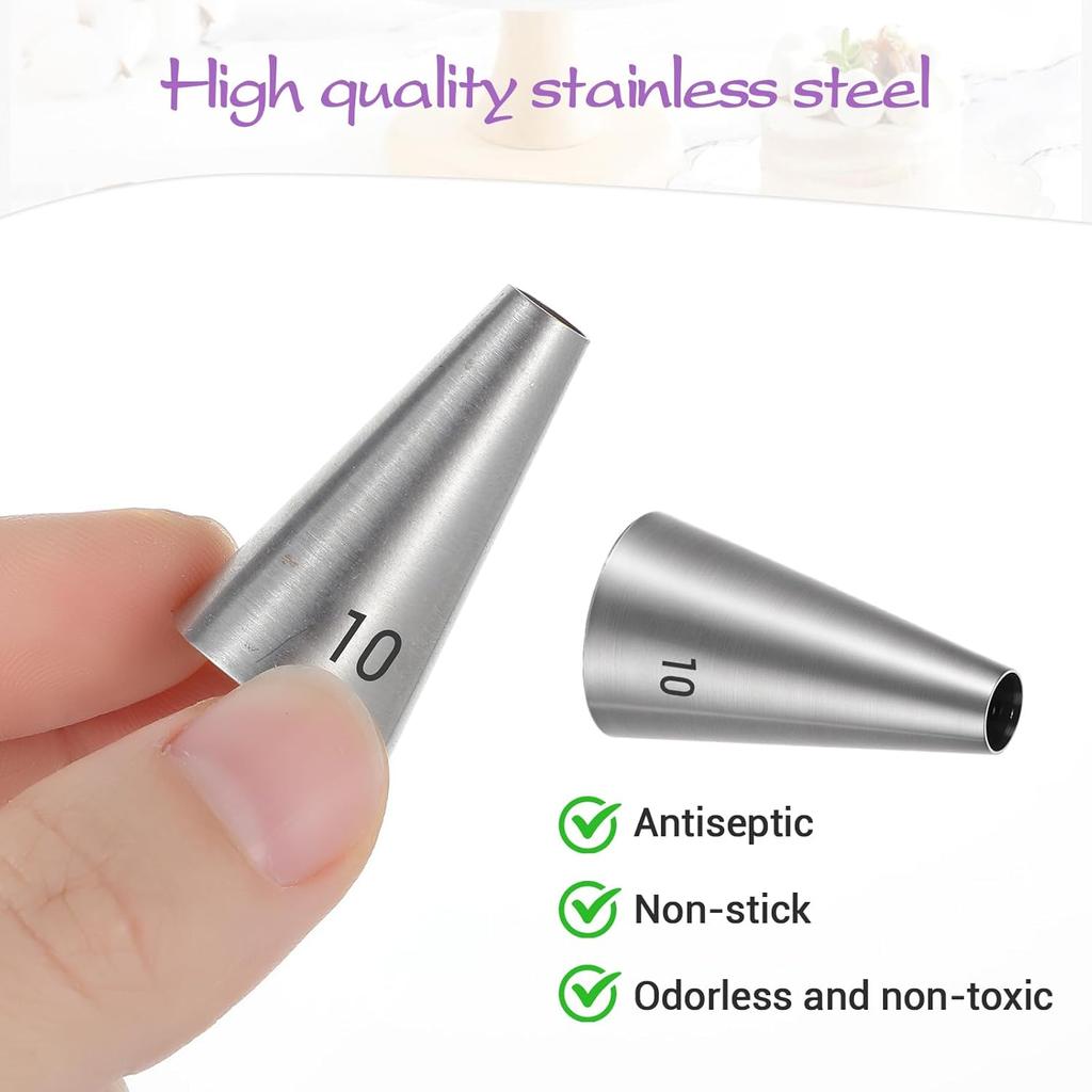 7 PCS Cake Decorating Tips, Round Hole Cake Piping Tips Set, Stainless Steel Vintage Piping Nozzles, Cake Frosting Tools Russian Pastry Icing