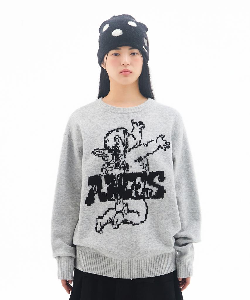 AMES-WORLDWIDE Angel Graphic Knit Gray