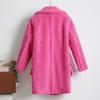 Fashion Women Solid Medium Turn-Down Collar Warm Plush Coat