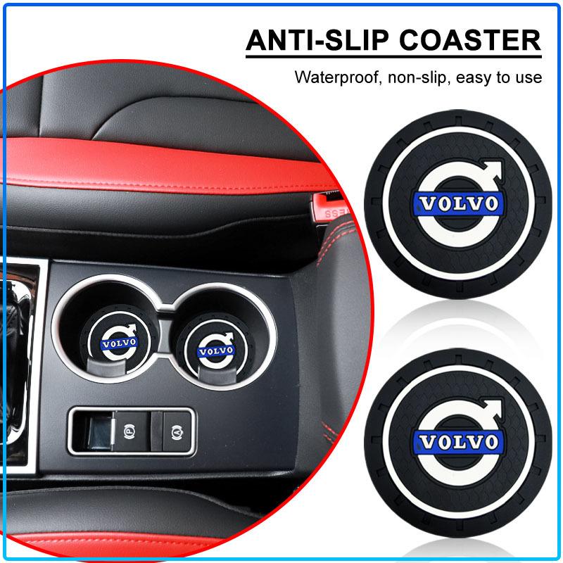 Auto Logo Car Waterproof Pads Water Cup Slot Anti-Skid Pads Parts For Volvo XC60 XC90 S60 S80 S40 V40 V60 V70 V50 XC70