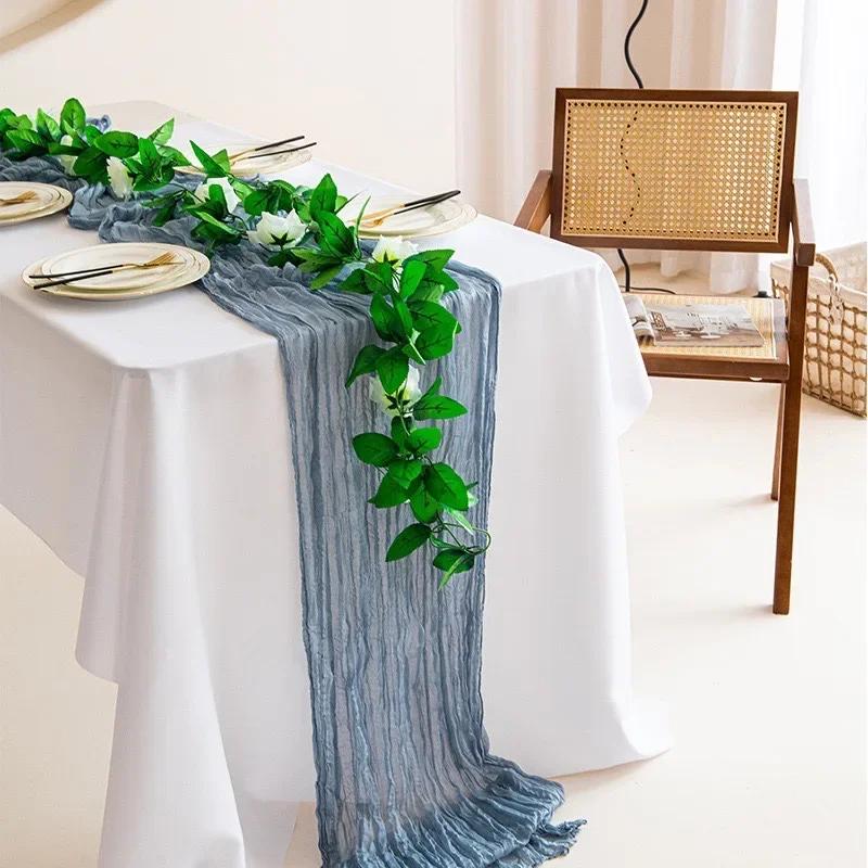 Bali Ruffled Látka Stolní Vlaječka Evropský Twist Ubrus Svatební Party Dekorace Ruffled Bohemian Table Runner Bytové Doplňky