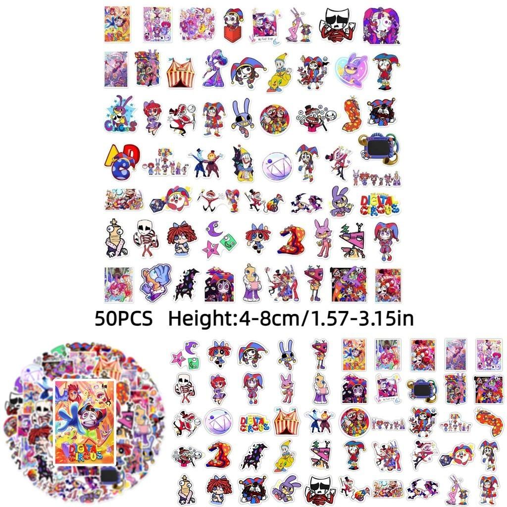 Premium Digital Circus Cartoon Stickers 60 Stickers Diverse Shapes Easy Stick-on Installation