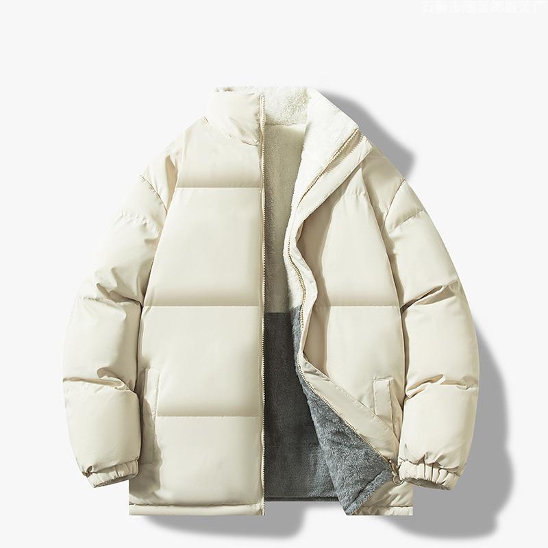 Lamb fluff cotton-padded jacket men's jacket corduroy winter double-sided cotton-padded jacket with fleece and thickened cotton-padded jacket