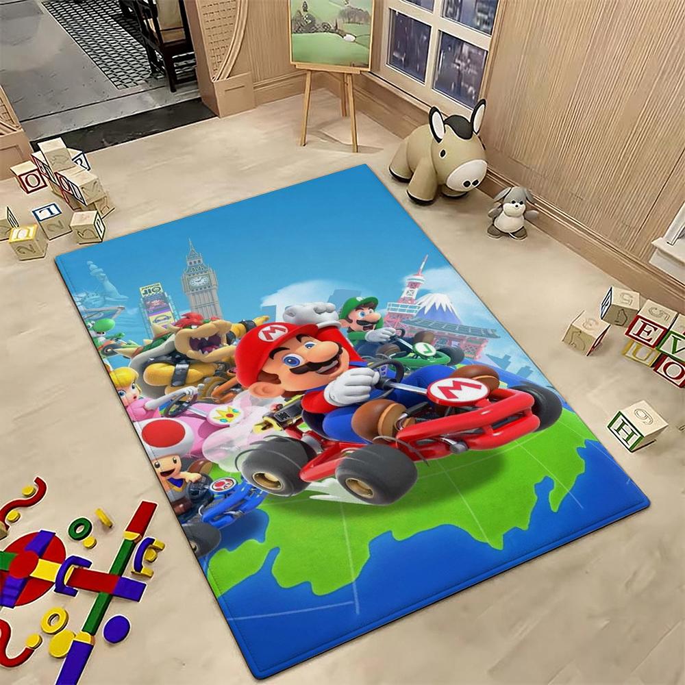 Mario Kart World Tour Theme Rug Allseason Carpet For Living Room Bedroom Office Home Decor Great Holiday Gift