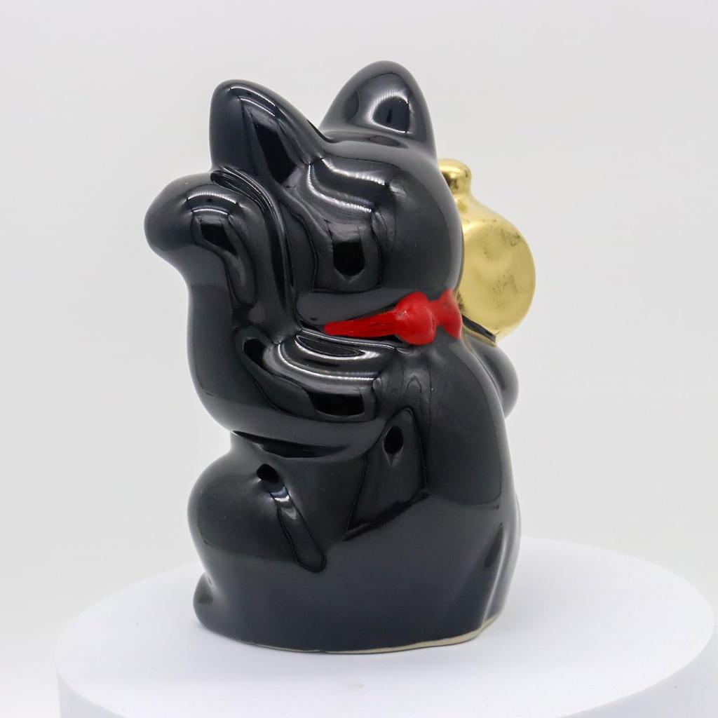 Craftsman House Seto Ware Good Luck Mallet Maneki-neko (Black)