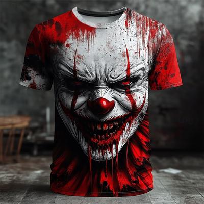 Maglietta da uomo Clown Spaventoso 3D Maglietta a Manica Corta Stampa 3D Girocollo Maglietta Esagerata Designer Festa Horror
