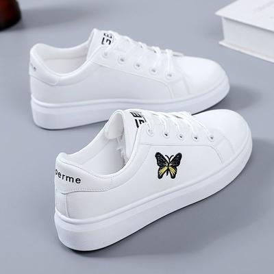 Vår och Sommar Mjuksulade Damskor Läder Halkfria Boardskor Stor Storlek Dammodeller Fritidsskor Lätta Sneakers Små Vita Skor