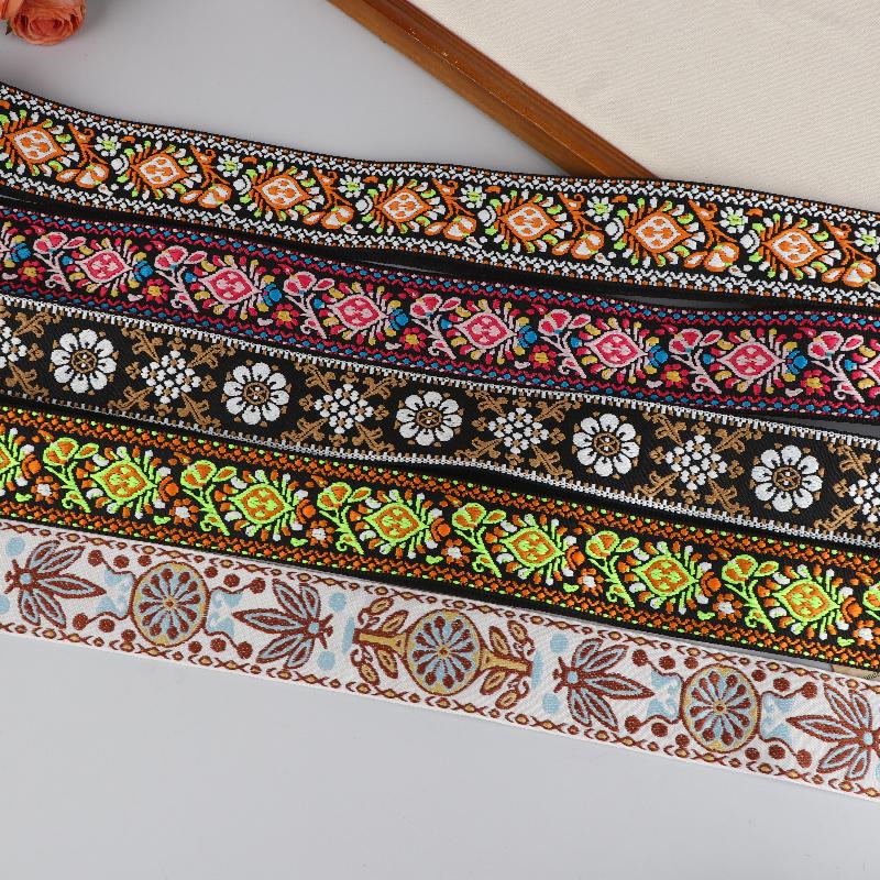 Guitar Strap Bass Cotton Leather Embroidery Straps Adjustable Neck Strap Electric Acoustic Guitar Bass Accessories