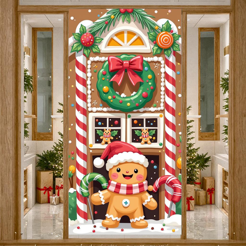 Decorazioni Natalizie Ghirlanda Natalizia Decorazione Ghirlanda Stendardo Festivo Tema Pan di Zenzero Babbo Natale Per Evento di Riunione Festiva