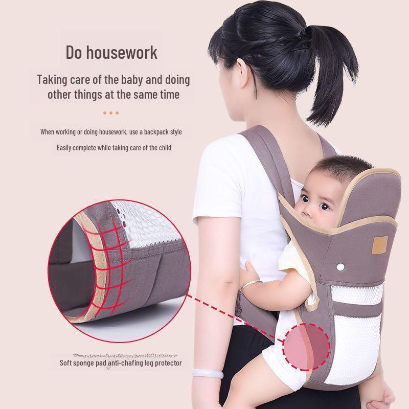Four-Season Baby Carrier for Cycling: Dual Horizontal & Front/Back Use, Soothes Baby To Sleep Hands-Free.