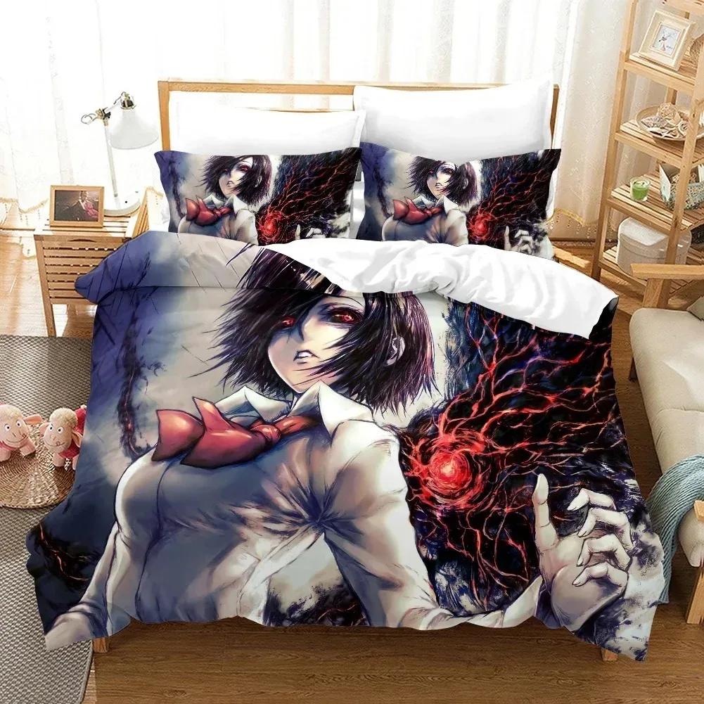 3D Printed Cartoons Tokyo Ghoul Kaneki Ken Bedding Set Duvet Cover Double Twin Full Queen King Adult Kids Bedclothes Quilt Cover