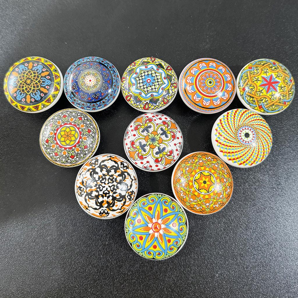 Bohemian Ceramiczna Gałka do Szafki Pojedynczy Otwór Uchwyt do Szuflady z Metalową Podstawą do Mebli Drzwi Retro Okucie Sprzętowe