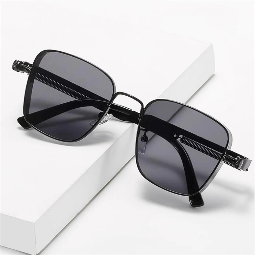 New European and American Retro Box Edging Steam Punk Men's Sunglasses With Personalized Metal Springs Indian sunglasses