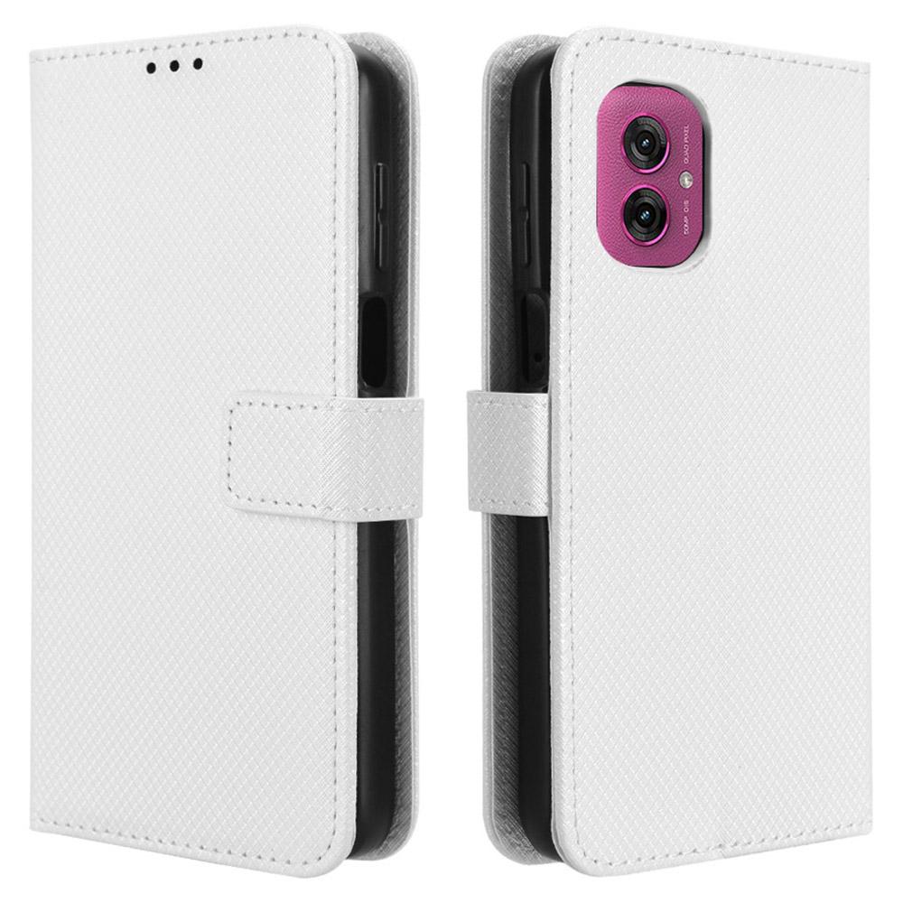 

Чехол для Motorola Moto G55 5G из ПУ кожи с ромбовидной текстурой, кошелек, чехол для телефона White