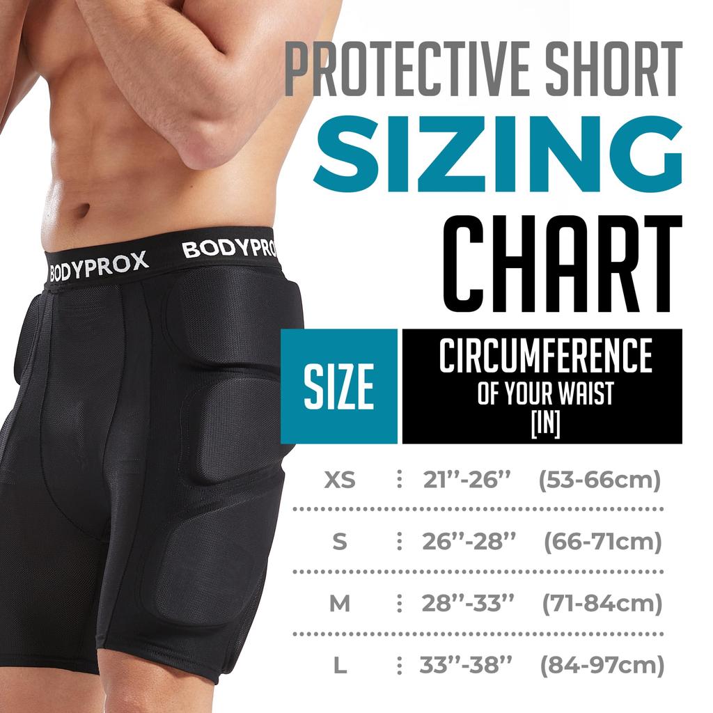 Bodyprox Protective Padded Shorts for Skating and 3D Protection for Buttocks and Coccyx Black Snowboarding, Skiing, Hips, (M)