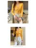Women's Long Sleeve Slim Knit Cardigan with Colorful Buttons