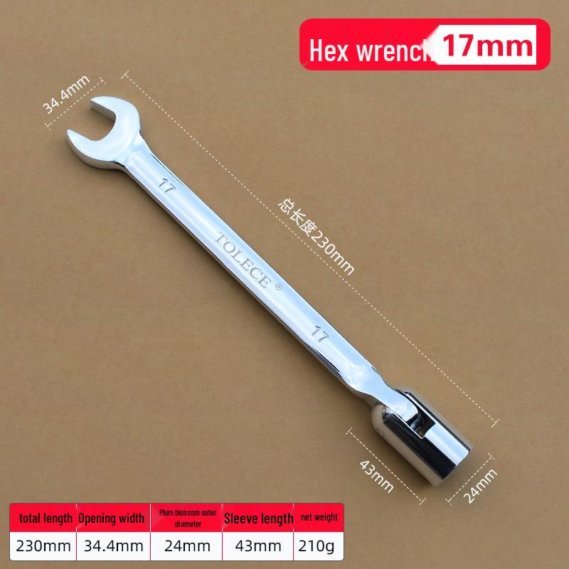 Dual-Use Ratchet Wrench 8-22mm: Double-Ended, Open-End & Socket Auto Repair Tool